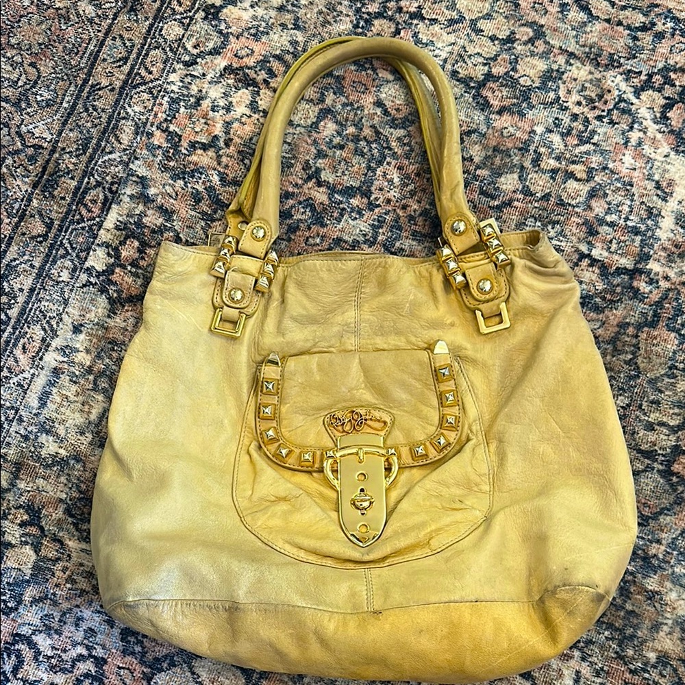 Betsey Johnson chartreuse green/yellow Gold Studded Women's Bag